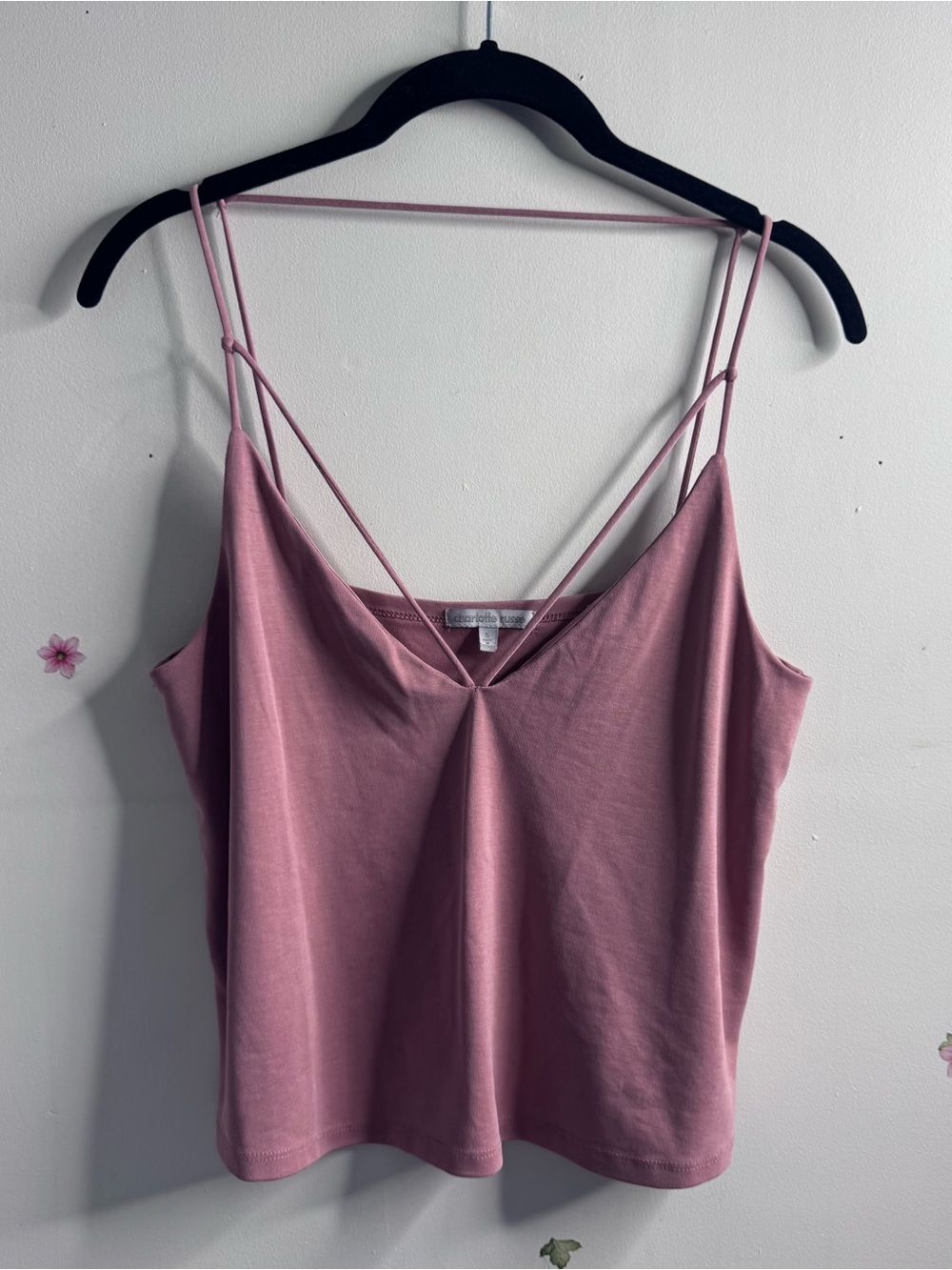 Charlotte Russe Dusty Rose Strappy V-Neck Camisole